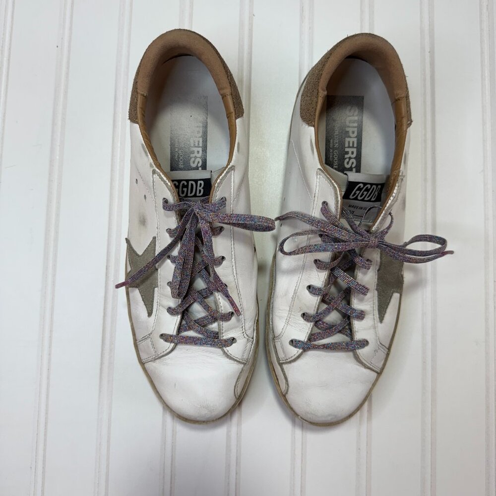 Golden Goose Super-Star Sneaker White with beigebrown heel size 40 / 10 - Picture 2 of 8